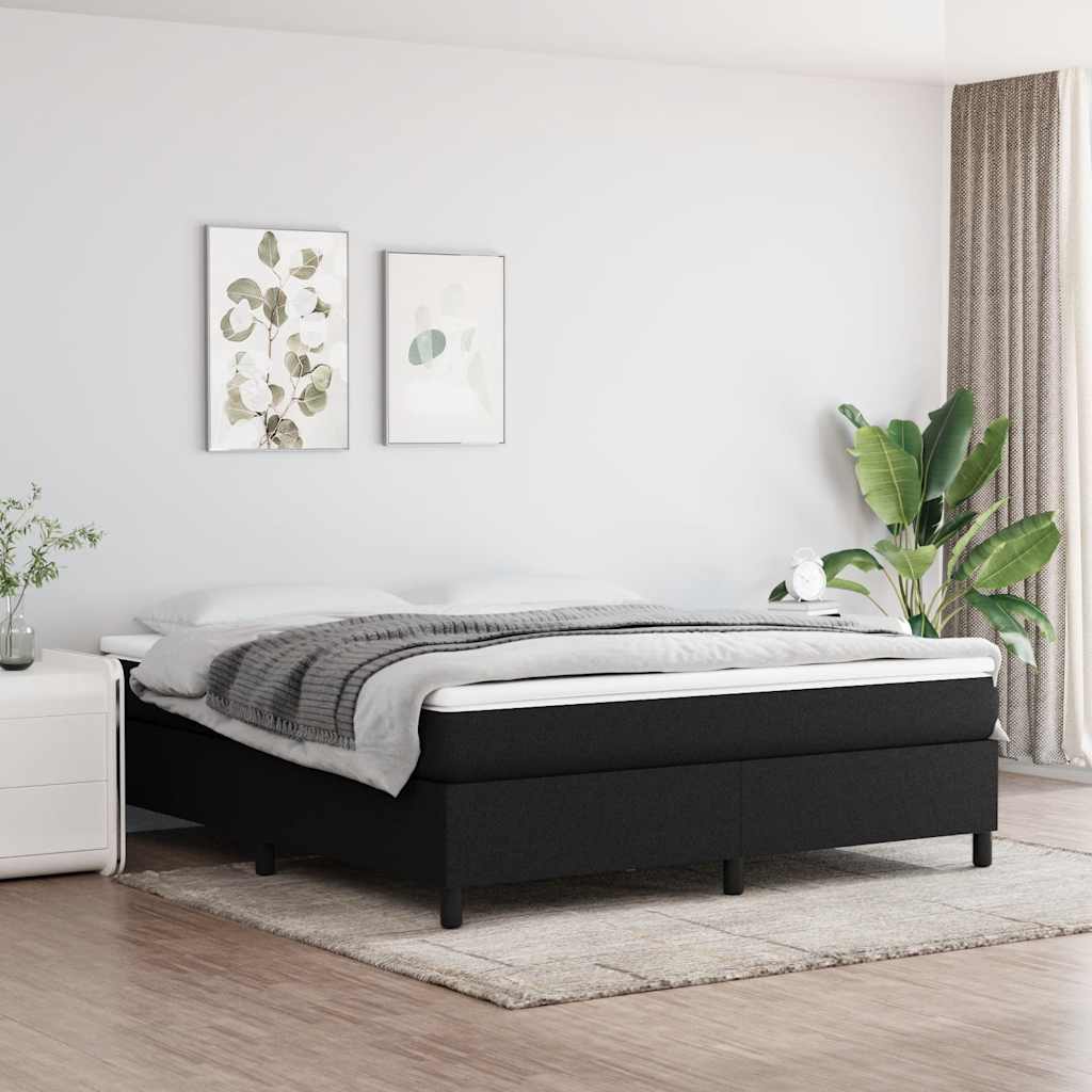 Boxspring-sängram svart 160x200 cm tyg