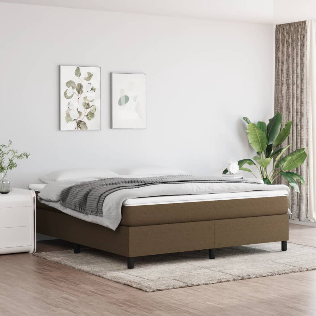 Boxspring-sängram mörkbrun 160x200 cm tyg
