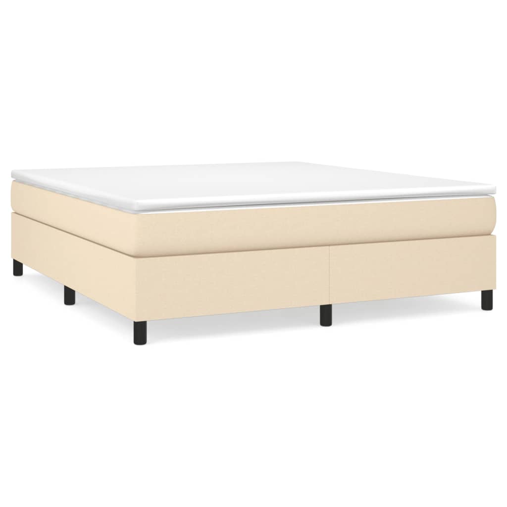 Boxspring-sängram gräddvit 180x200 cm tyg