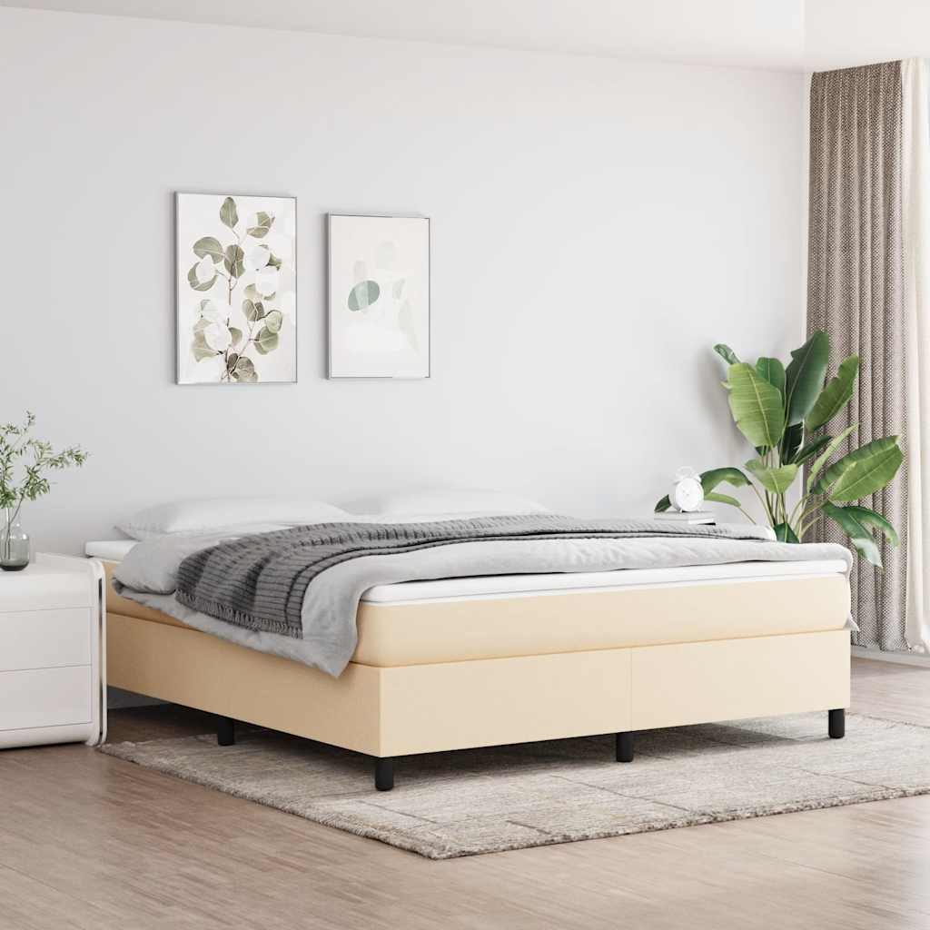 Boxspring-sängram gräddvit 180x200 cm tyg