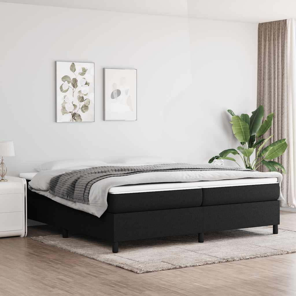 Boxspring-sängram svart 200x200 cm tyg