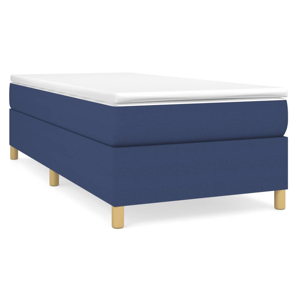 Boxspring-sängram blå 100x200 cm tyg