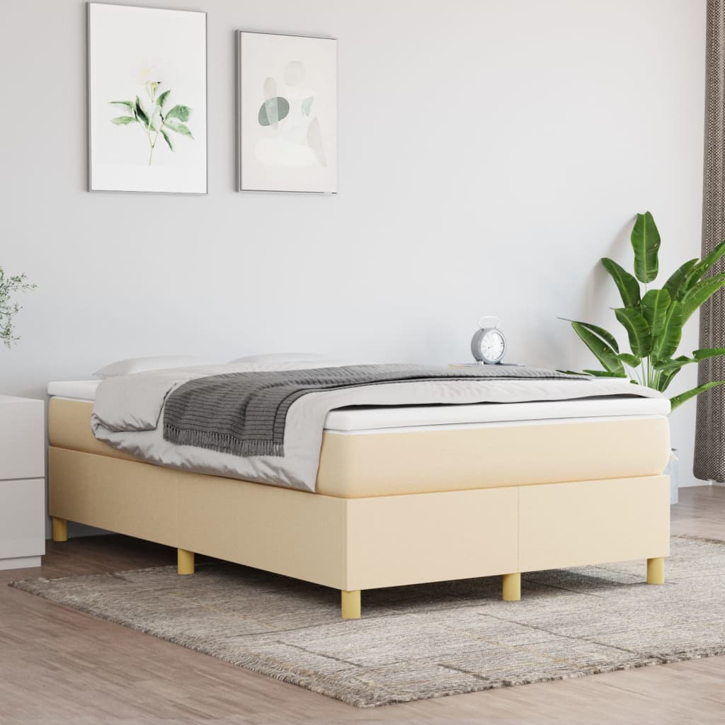 Boxspring-sängram gräddvit 120x200 cm tyg