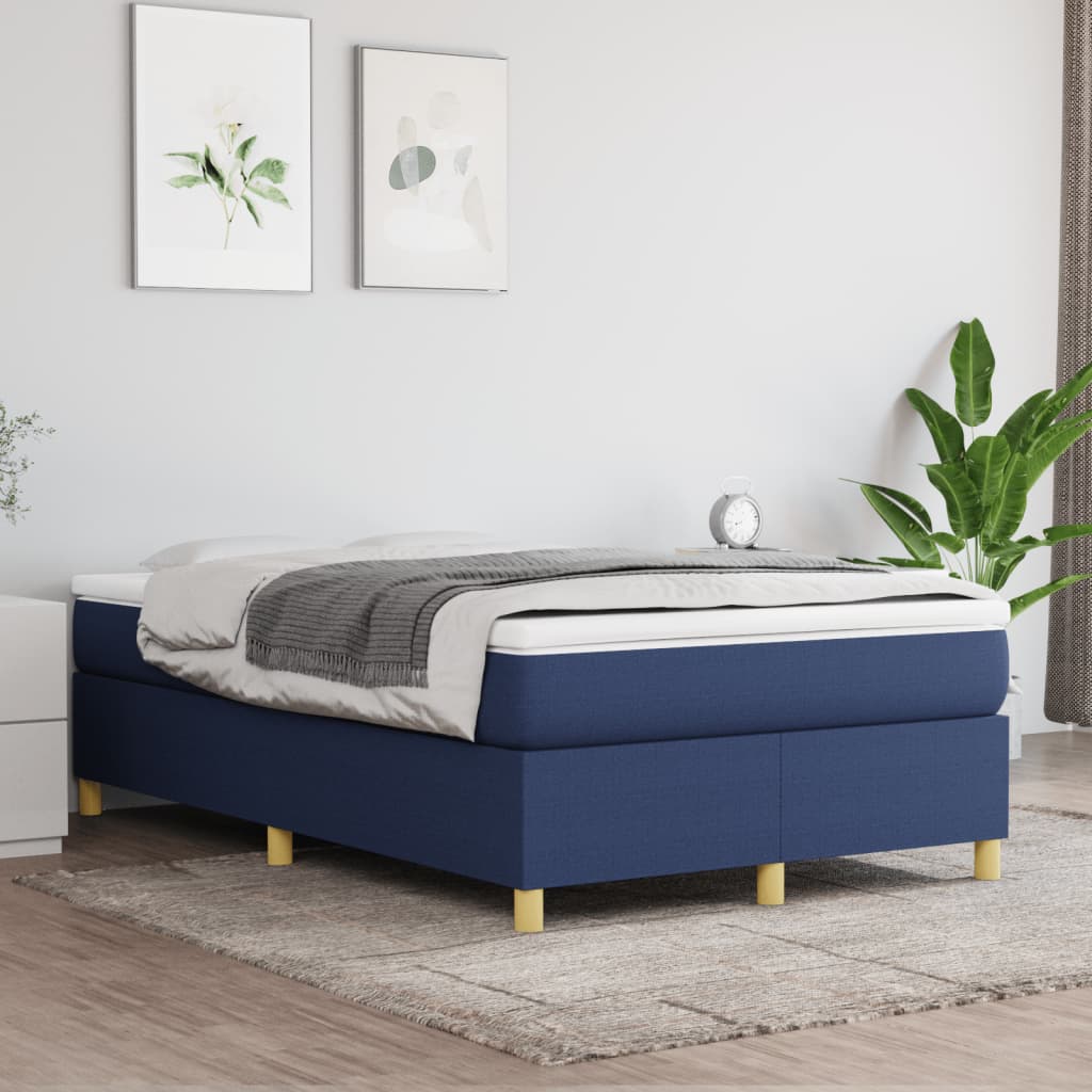 Boxspring-sängram blå 120x200cm tyg