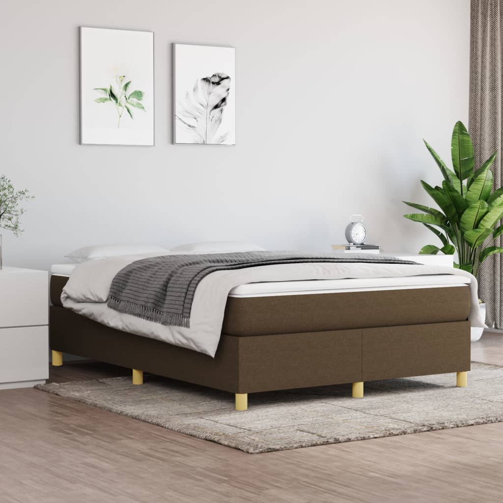 Boxspring-sängram mörkbrun 140x190 cm tyg