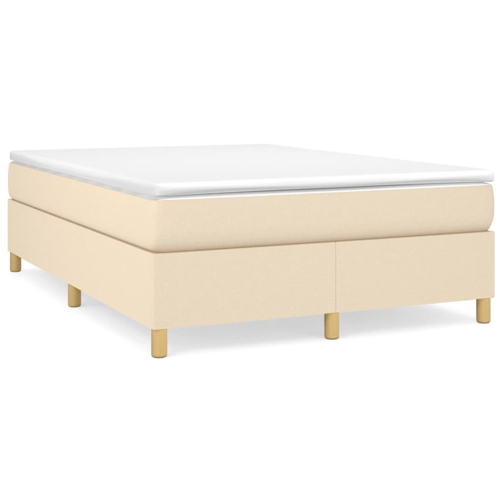 Boxspring-sängram gräddvit 140x190 cm tyg