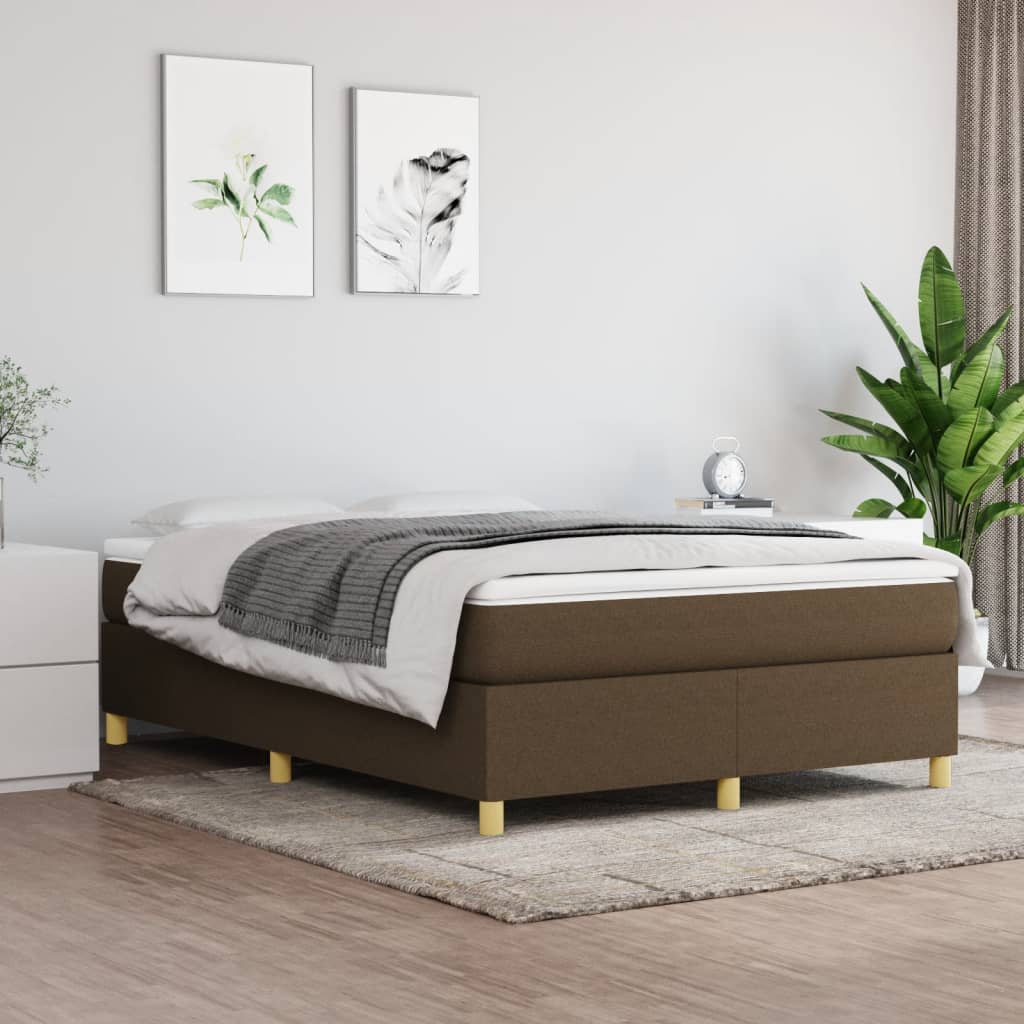 Boxspring-sängram mörkbrun 140x200 cm tyg