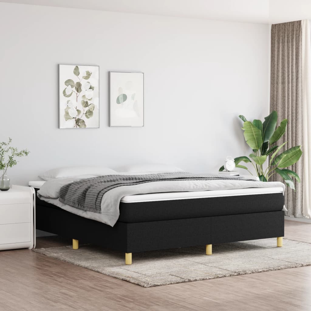 Boxspring-sängram svart 180x200 cm tyg