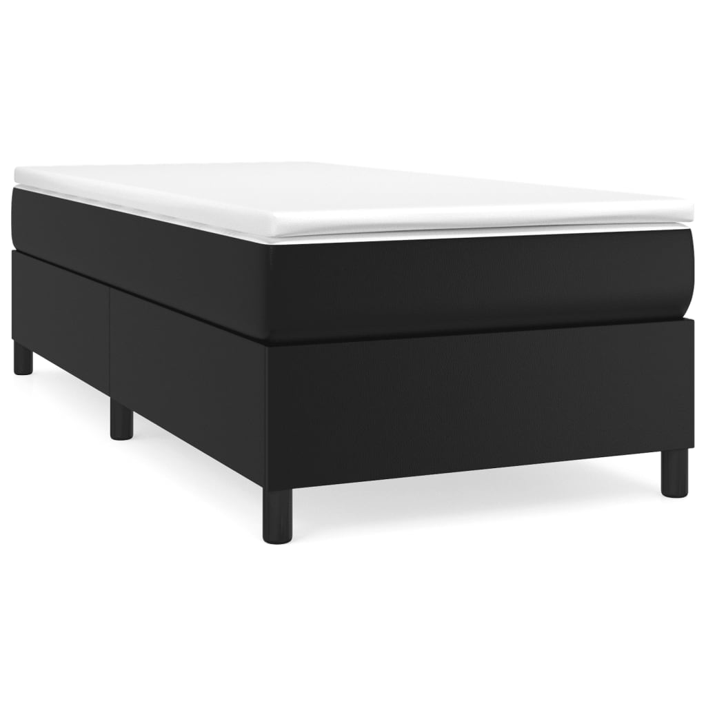 Boxspring-sängram svart 90x190 cm konstläder