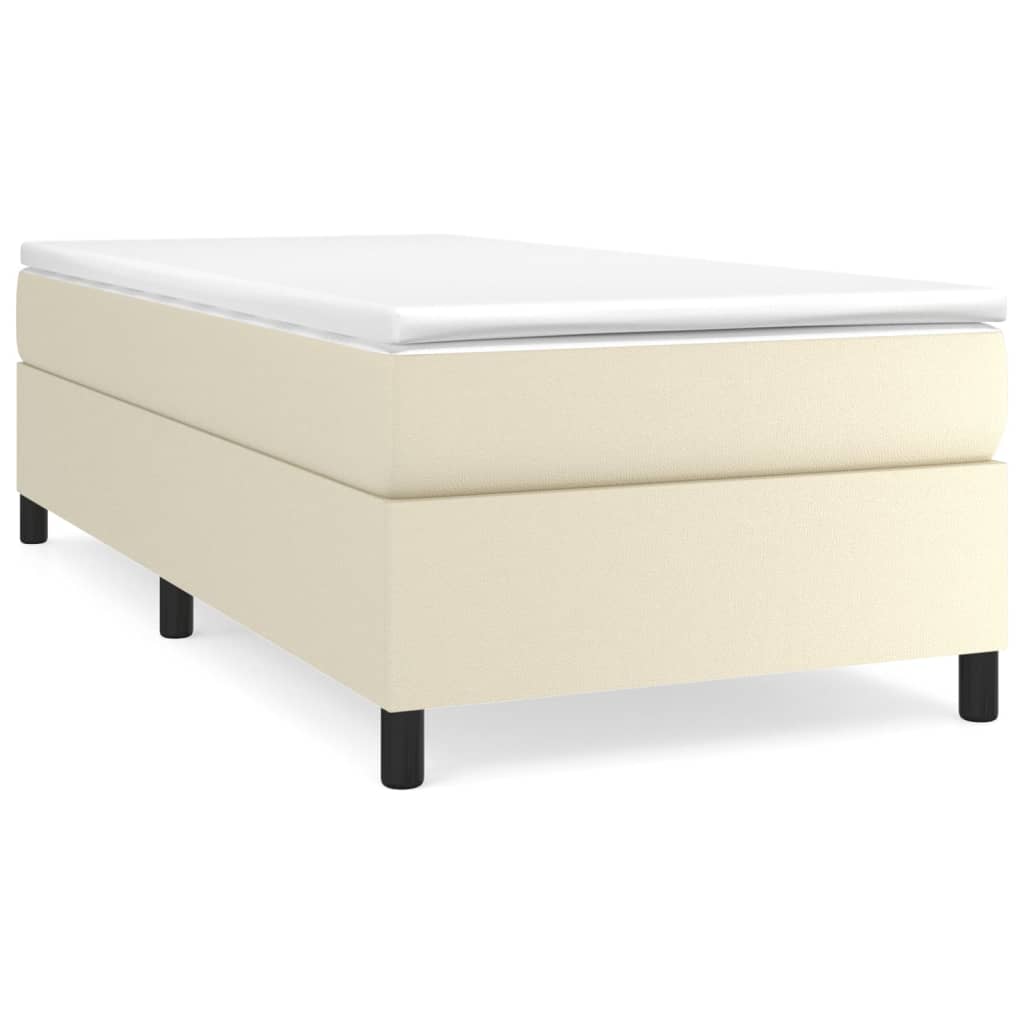 Boxspring-sängram gräddvit 90x190 cm konstläder