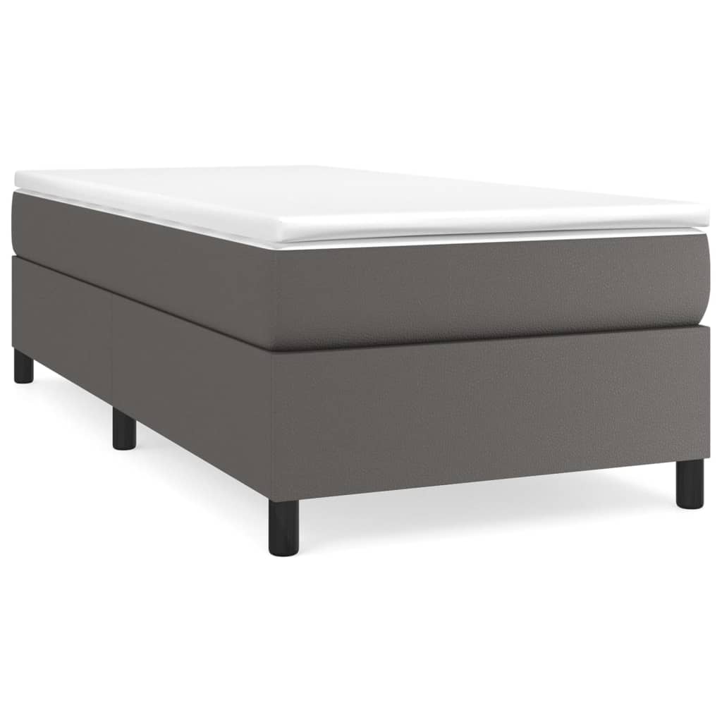 Boxspring-sängram grå 90x190 cm konstläder