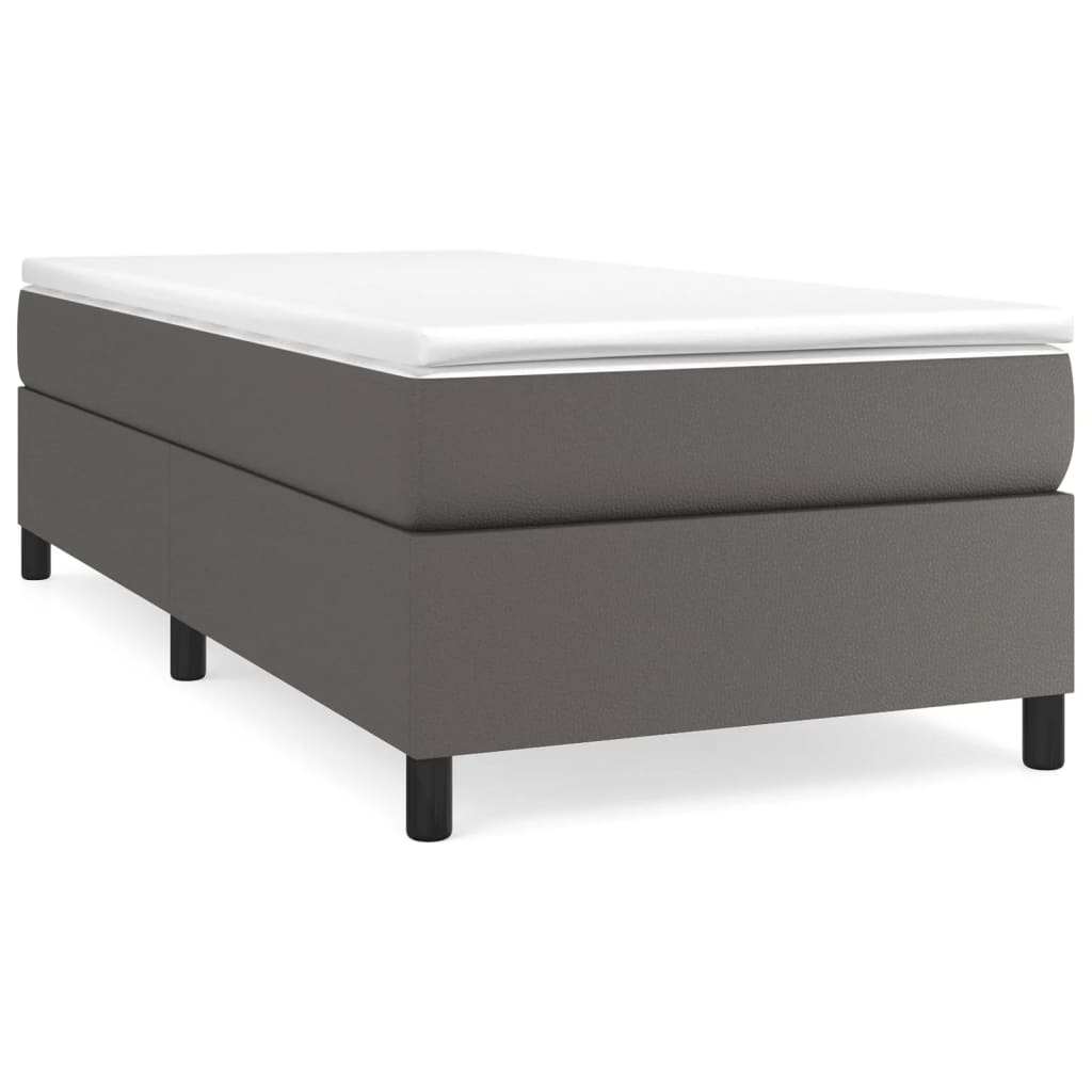 Boxspring-sängram grå 100x200 cm konstläder