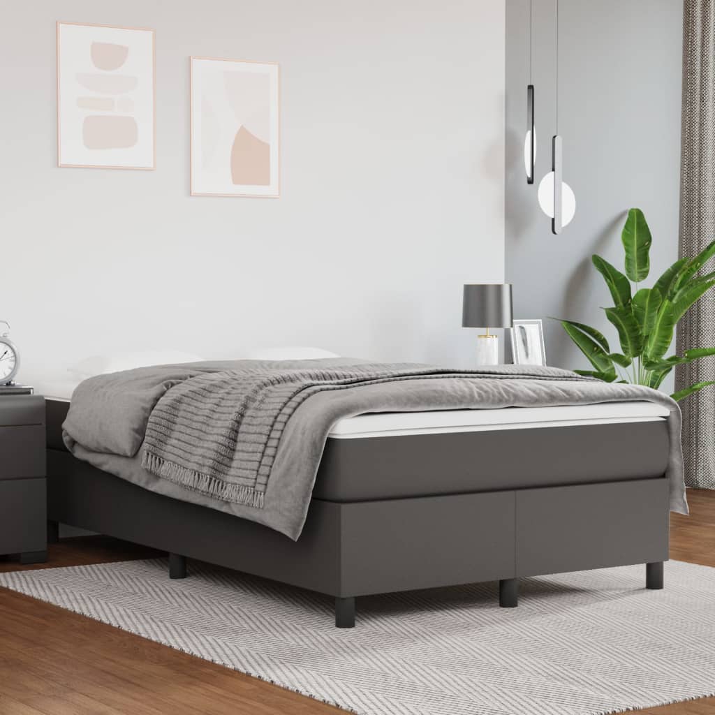 Boxspring-sängram grå 120x200 cm konstläder