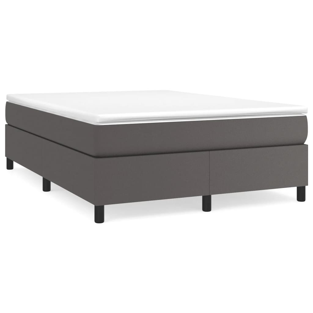 Boxspring-sängram grå 140x190 cm konstläder