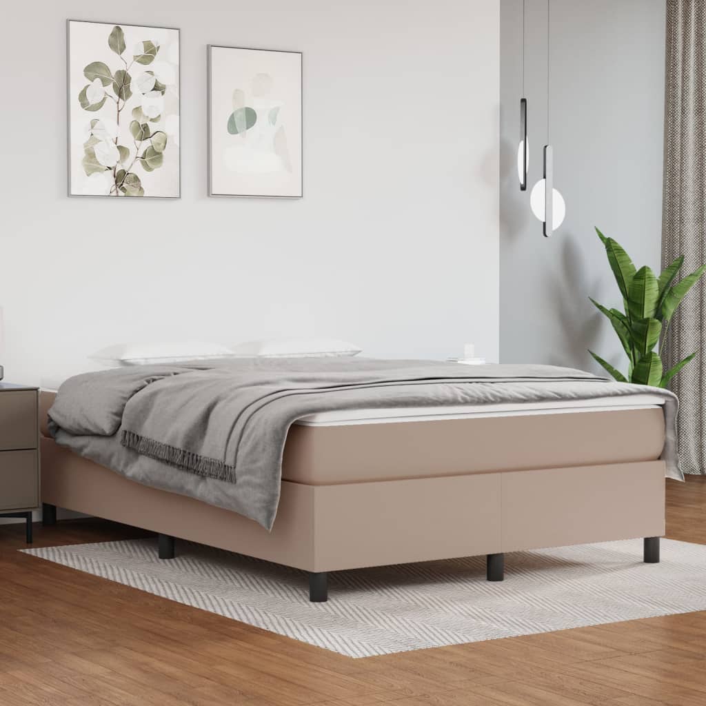 Boxspring-sängram cappuccino 140x190 cm konstläder