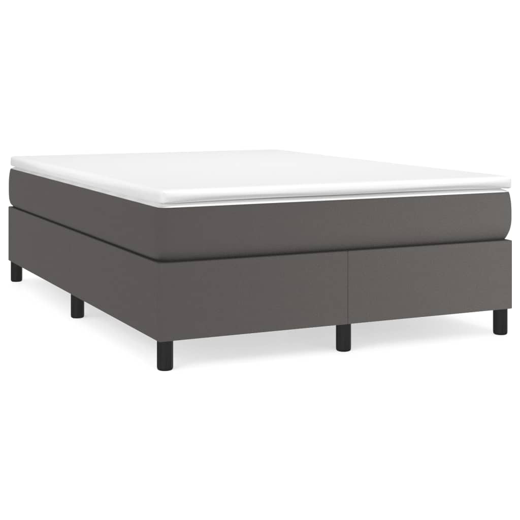 Boxspring-sängram grå 140x200 cm konstläder