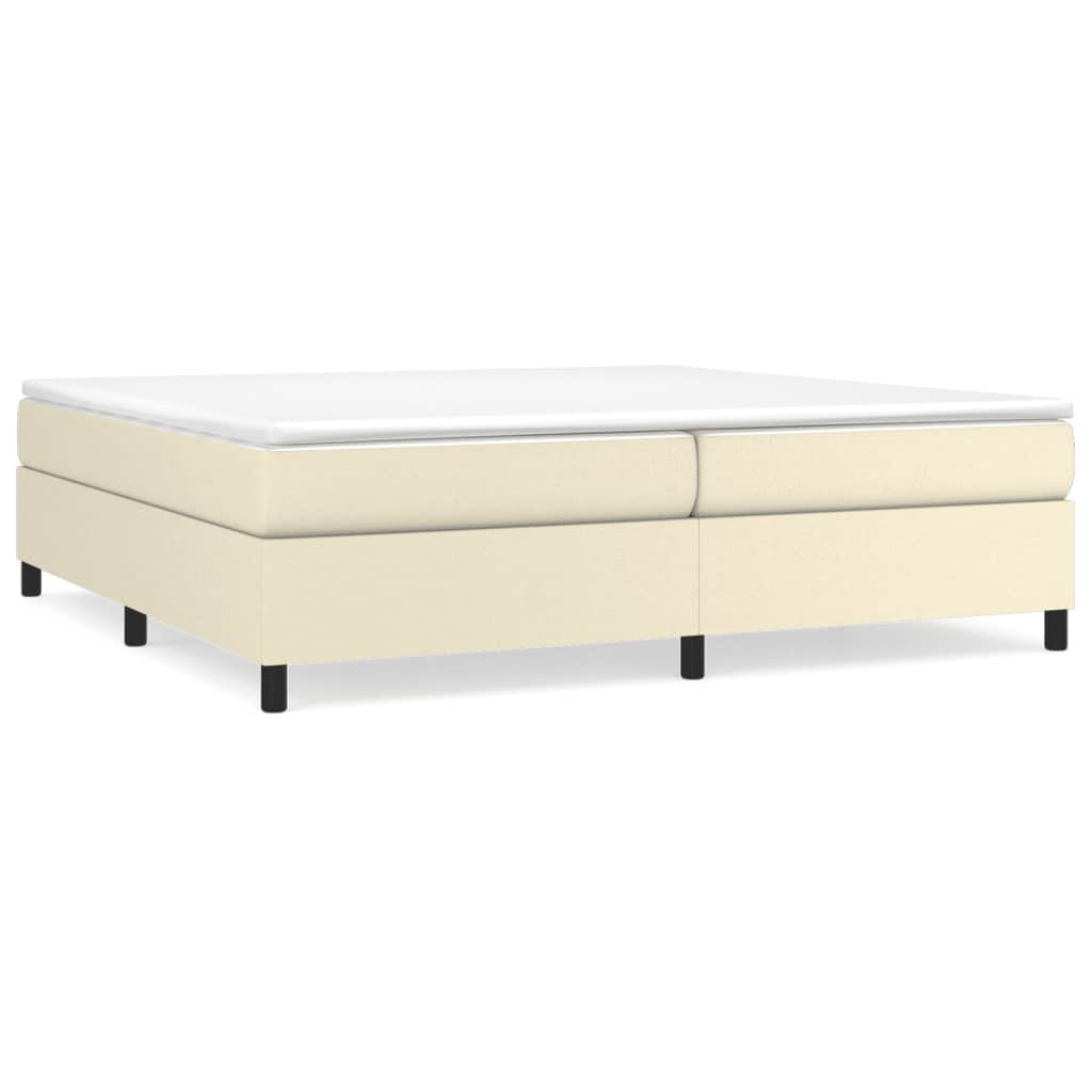 Boxspring-sängram gräddvit 200x200 cm konstläder
