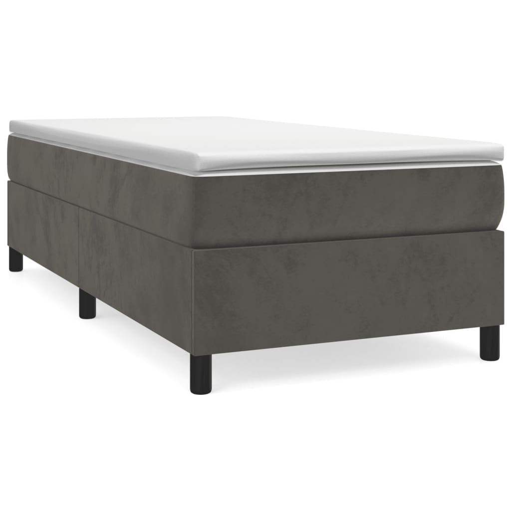 Boxspring-sängram mörkgrå 80x200 cm sammet