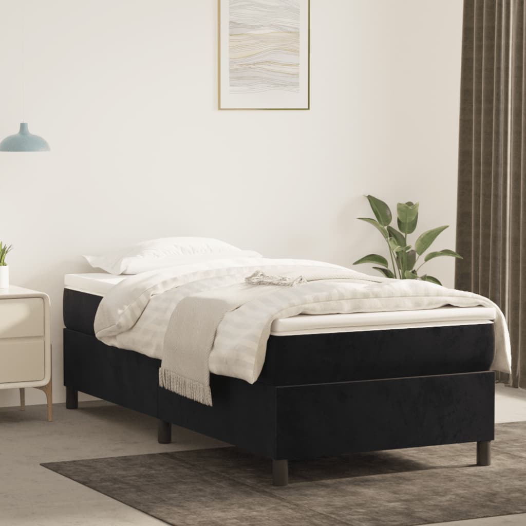 Boxspring-sängram svart 80x200 cm sammet