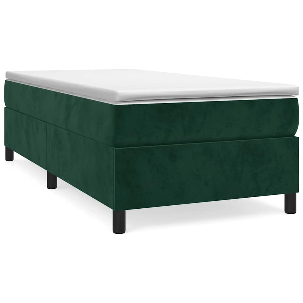 Boxspring-sängram mörkgrön 90x190 cm sammet
