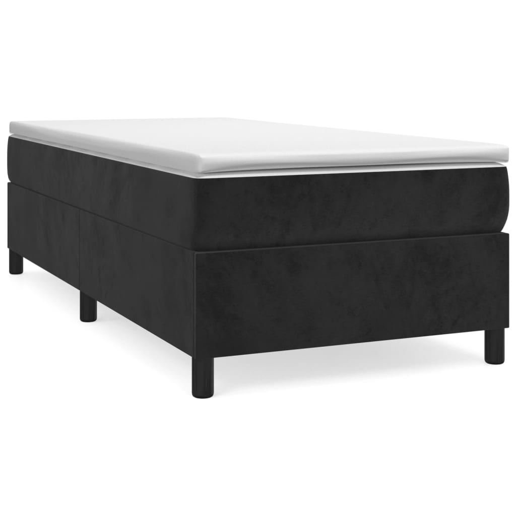 Boxspring-sängram svart 90x200 cm sammet