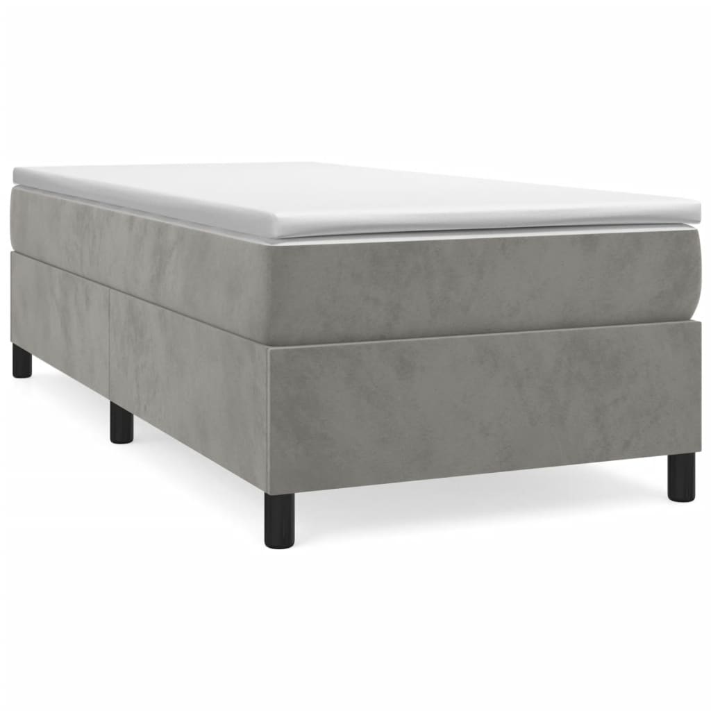Boxspring-sängram ljusgrå 100x200 cm sammet