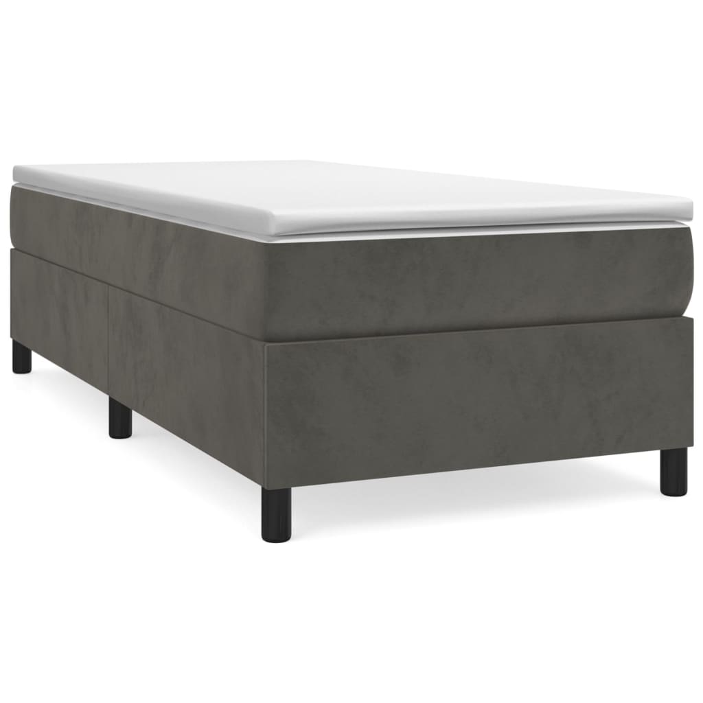 Boxspring-sängram mörkgrå 100x200 cm sammet