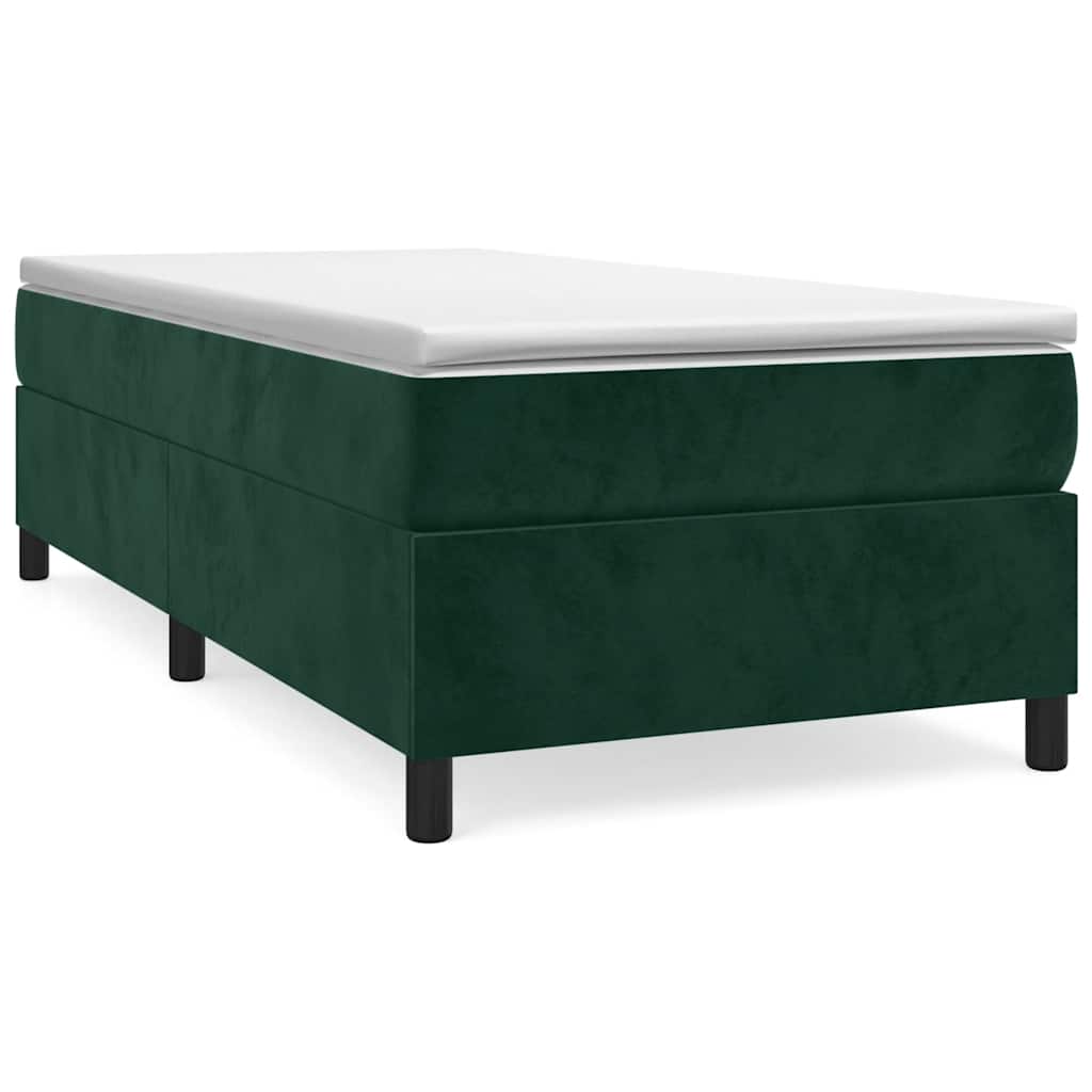 Boxspring-sängram mörkgrön 100x200 cm sammet