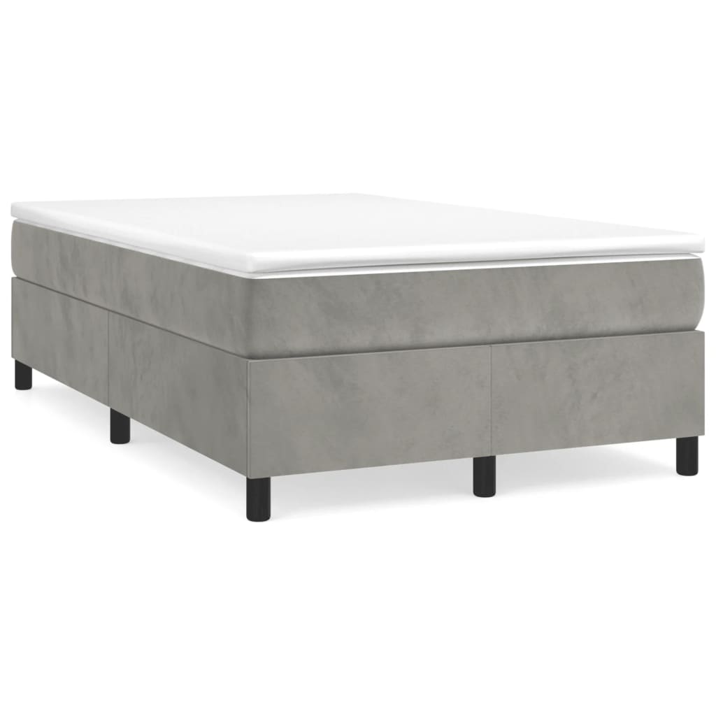 Boxspring-sängram ljusgrå 120x200 cm sammet