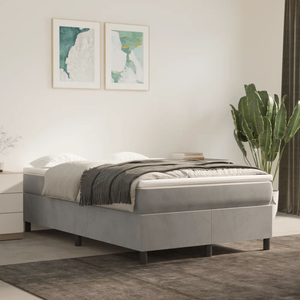 Boxspring-sängram ljusgrå 120x200 cm sammet