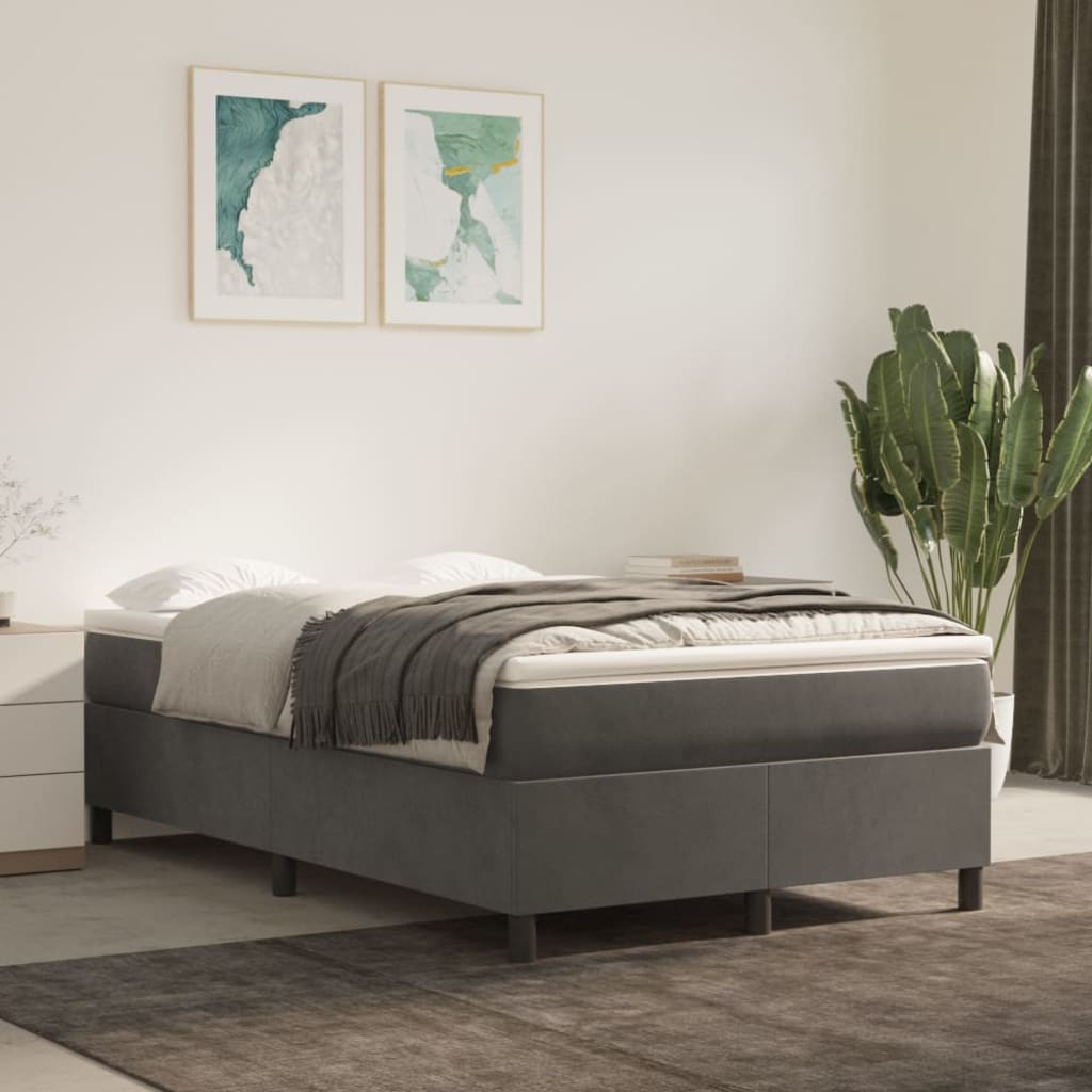 Boxspring-sängram mörkgrå 120x200 cm sammet