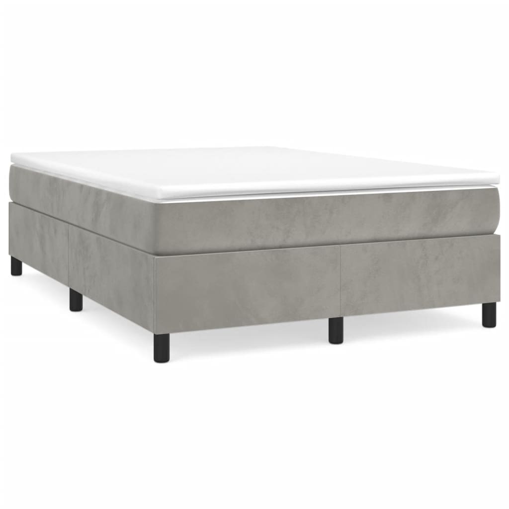 Boxspring-sängram ljusgrå 140x190 cm sammet