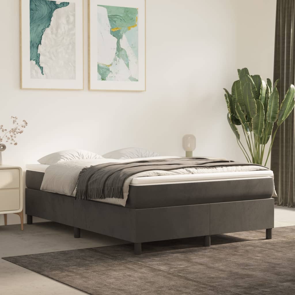 Boxspring-sängram mörkgrå 140x190 cm sammet