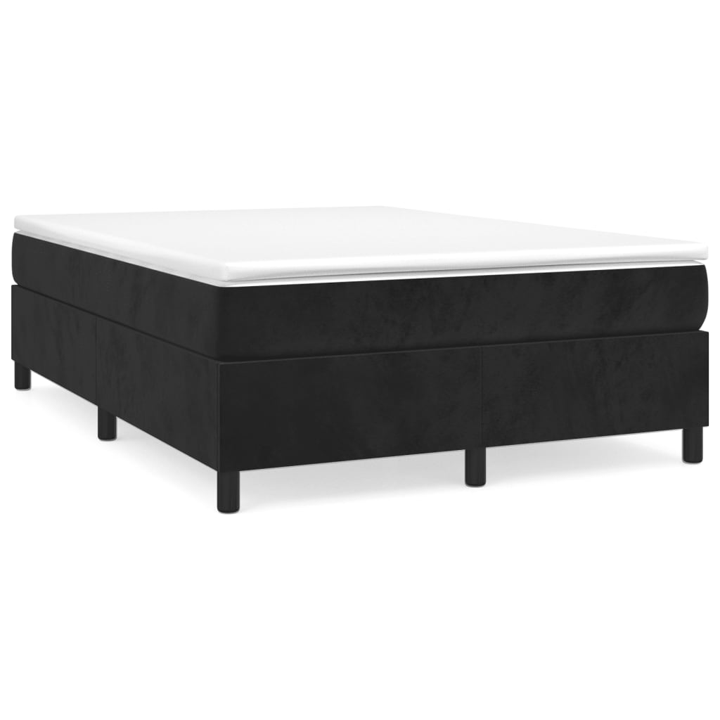 Boxspring-sängram svart 140x190 cm sammet