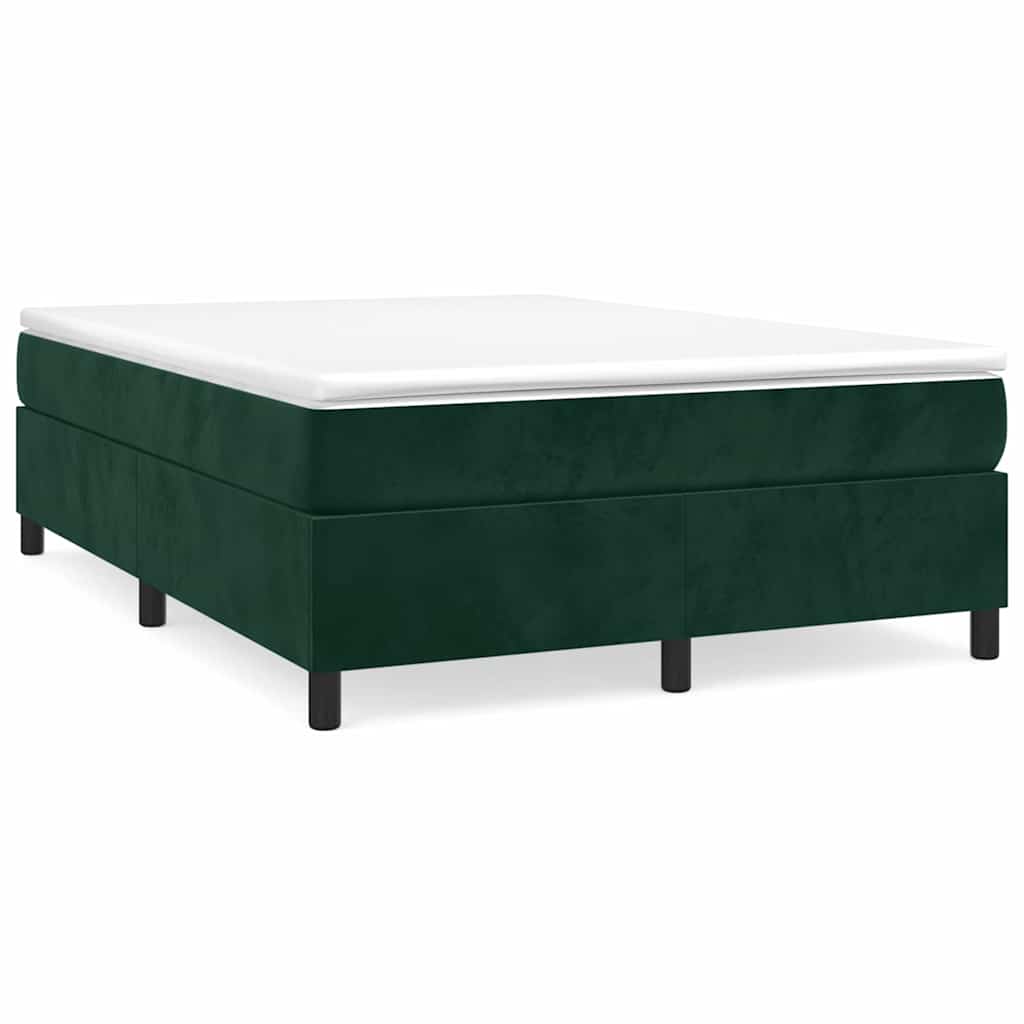 Boxspring-sängram mörkgrön 140x190 cm sammet
