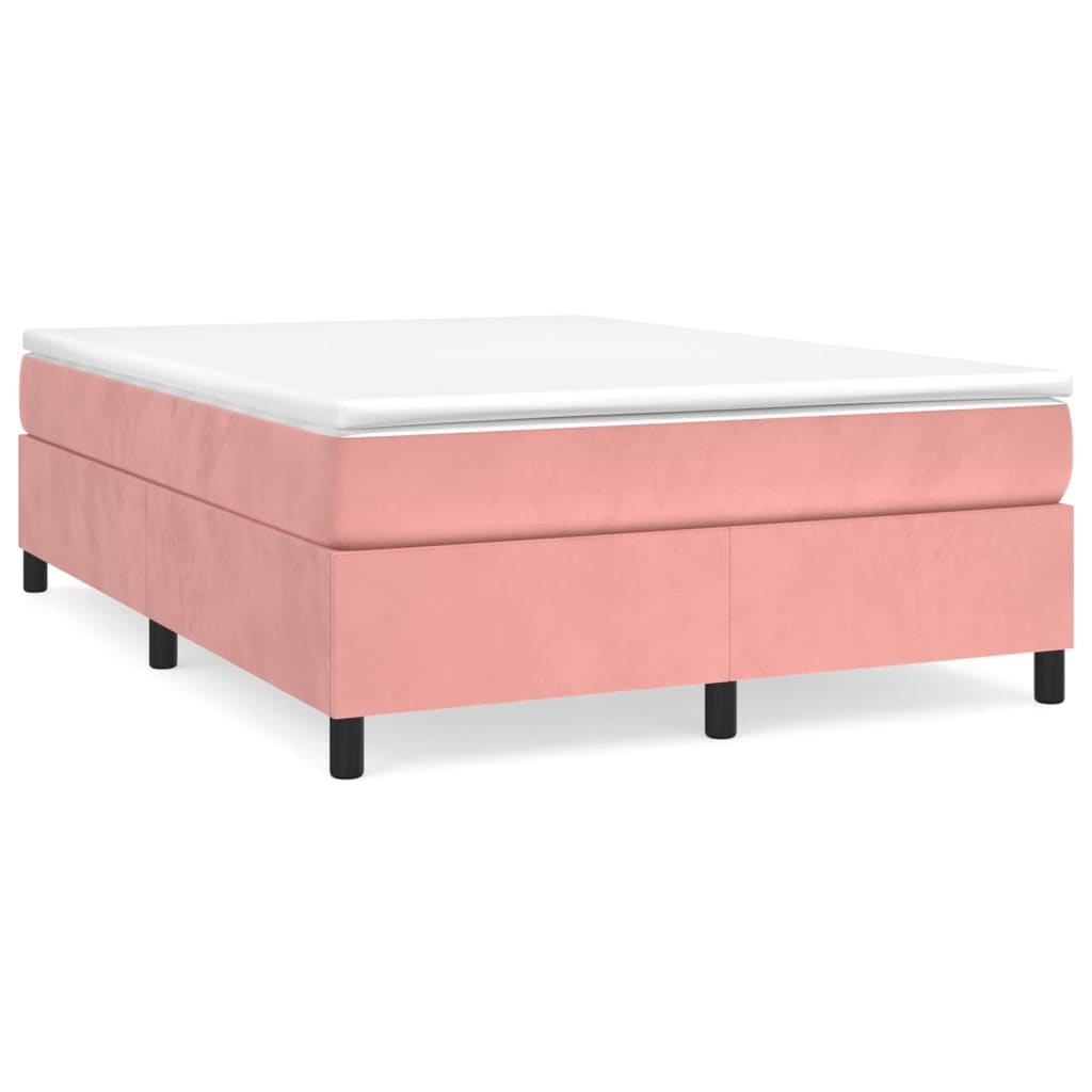 Boxspring-sängram rosa 140x190 cm sammet