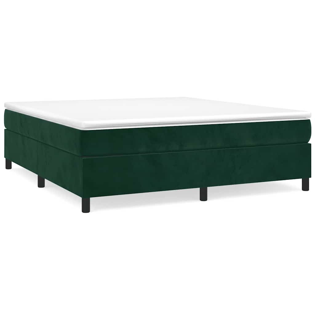 Boxspring-sängram mörkgrön 200x200 cm sammet