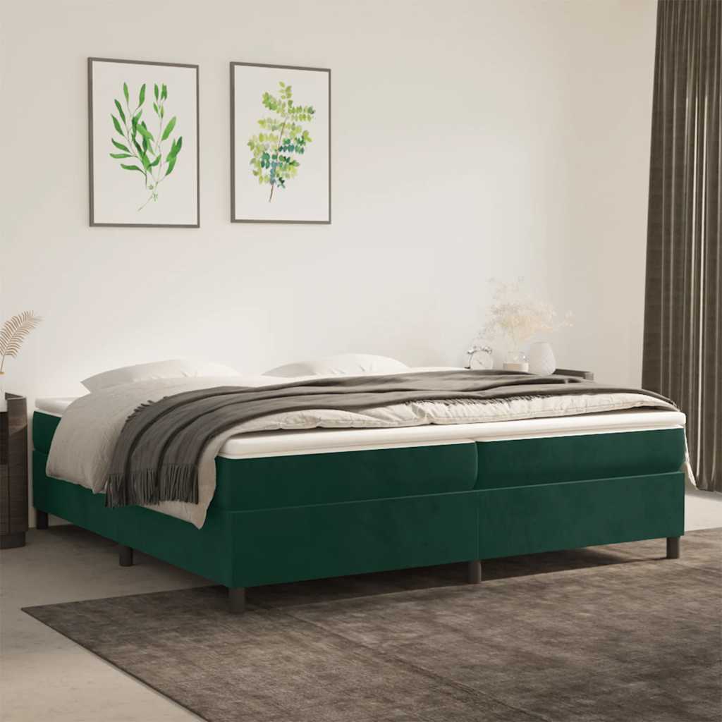 Boxspring-sängram mörkgrön 200x200 cm sammet