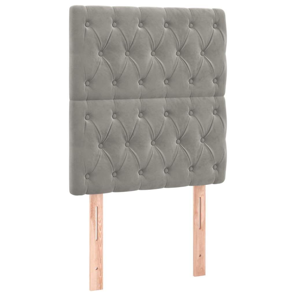 Sänggavel ljusgrå 80x7x118/128 cm sammet