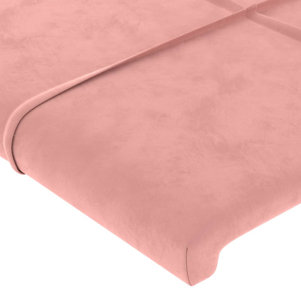 Sänggavel med kanter rosa 183x23x118/128 cm sammet