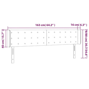 Sänggavel LED mörkbrun 163x16x78/88 cm tyg