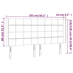 Sänggavel LED mörkbrun 163x16x118/128 cm tyg