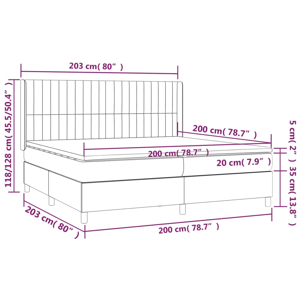 Ramsäng med madrass mörkbrun 200x200 cm tyg - njoyroom