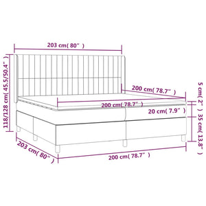 Ramsäng med madrass mörkbrun 200x200 cm tyg - njoyroom