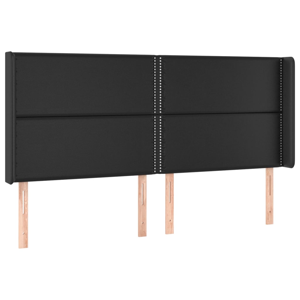 Ramsäng med madrass & LED svart 200x200 cm konstläder