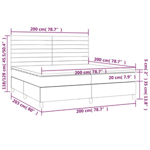 Ramsäng med madrass & LED blå 200x200 cm tyg - njoyroom