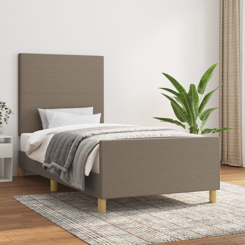 Sängram utan madrass Taupe 90x190 cm tyg