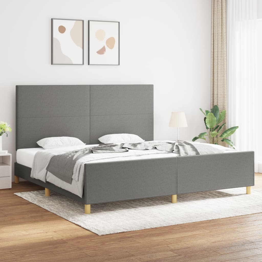 Sängram utan madrass mörkgrå 200x200 cm tyg