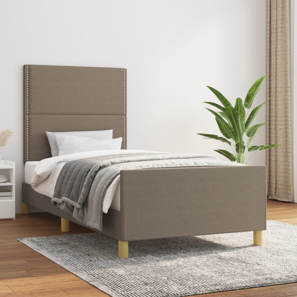 Sängram utan madrass Taupe 90x200 cm tyg