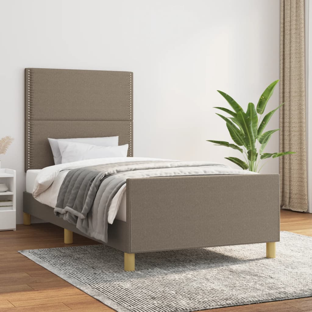 Sängram utan madrass taupe 100x200 cm tyg